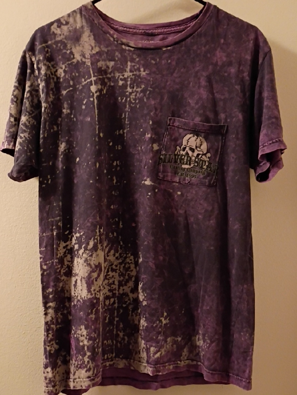 Silver Star Casting Company  Purple Tie-Dye Silver Star Biker Tee Front Pocket